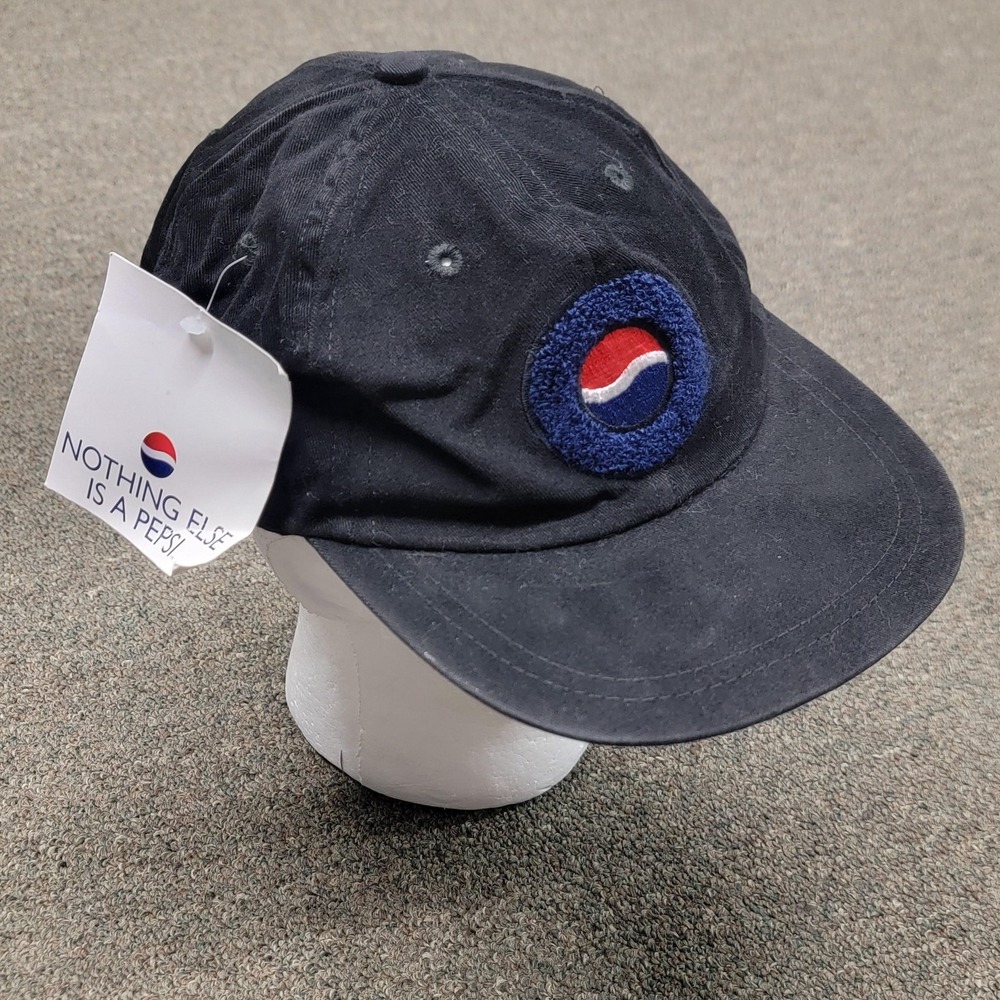 Vintage‎ Pepsi Hat Cap Snap Back Mens Black Cotton Twill Pepsi Stuff Logo 90s